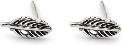 Zilveren oorknopjes veertje 9mm oud zilverkleurig 925 zilver