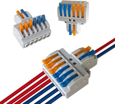 Dailygoods - KV426 hendelmoer kabelconnectorset - 2 in 6 outputstekkers - compact en snel - grijs oranje blauw - kabelverbinding - geschikt voor massi...