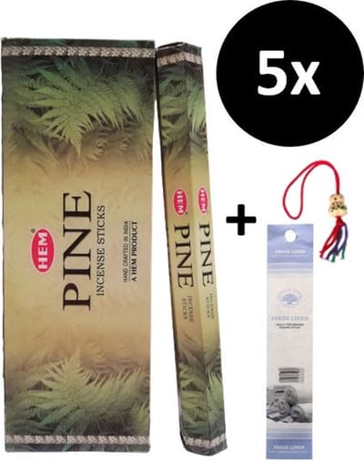 Wierook - Wierookstokjes - 5 Kokers - 100 Stokjes + 5 Mini Stokjes En 1 Gelukspoppetje - Geur Pine - Den- Denneboom