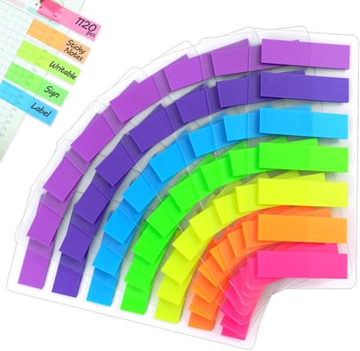 Dailygoods- Sticky Notes 1120 Stuks - Index Tabs - Pagina Markeringen - Mini Bestands Tabbladen - Heldere Kleuren - Beschrijfbare Etiketten - Indexstickers