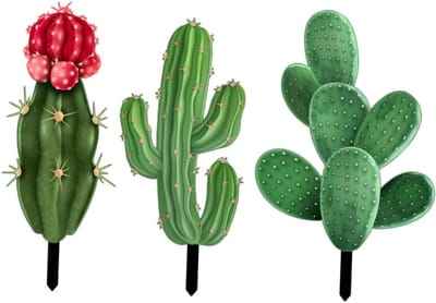 Cactus Stok - Tuindecoratie Paal - Gazon Verfraaien - Realistisch Ontwerp - 24 cm Hoog - Gekleurd