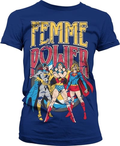 DC Comics Femme Power Girly T-shirt voor dames, marineblauw