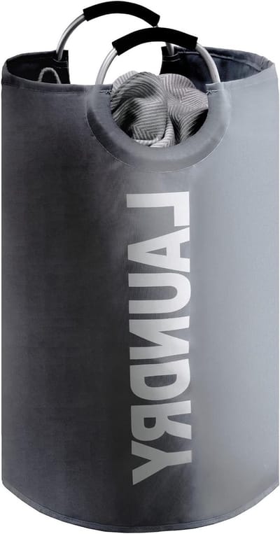 Vouwbare wasmand met handvat, 115L capaciteit, ideaal voor wasverzameling en organisatie in grijs