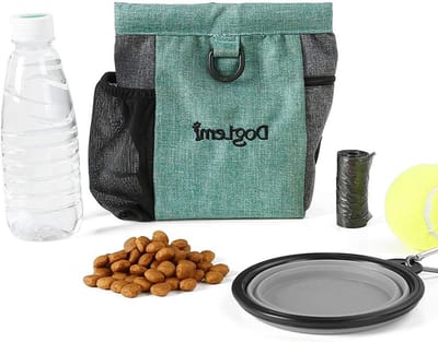 Hondenvoerzak met Clip en Schouderband voor Training, Ideaal voor Snacks en Accessoires, 18 x 18 cm (Groen)
