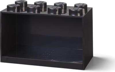 LEGO Iconic Brick Boekenplank - 8 Noppen - Zwart