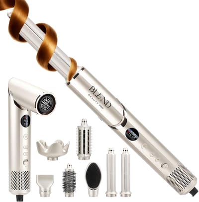 Blend Beauty Pro Airstyler - 8 in 1 Multistyler - Fohn met Diffuser - Multistyler - Roterende Krultang - Fohnborstel - Krulborstel - Haarstyler - Haardroger - Stijborstel - Warmteborstel - Hairwrap - 1400W