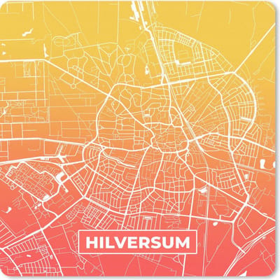 Muismat 20x20 cm - Mousepad Stadskaart - Hilversum - Nederland - Geel - Muismatten