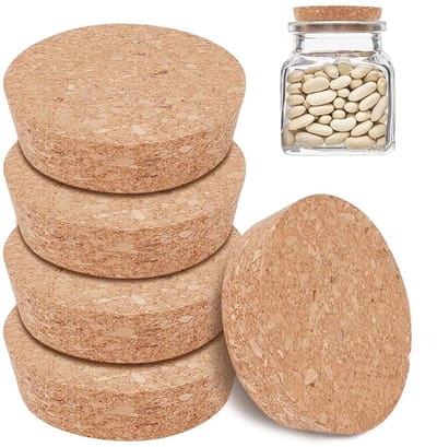 Dailygoods- Kurkflessendoppen 6 Stuks - Wijnstopper Conisch Deksel - Decoratieve Flessenstop - Diameter 7,7 cm - Creatieve Omgeving - Flexibel Ontwerp