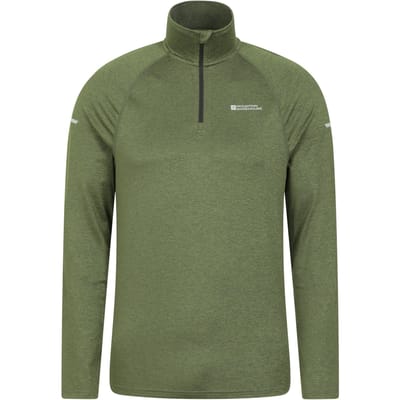 Mountain Warehouse Heren Echo gemêleerde gerecyclede semi-rits midlayer (Groen)