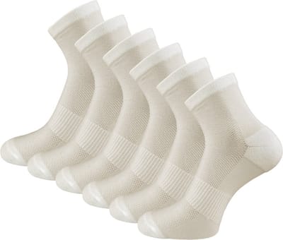 6 paar Compressie Quarter Sportsokken - SQOTTON® - Off-white - Maat 35-38