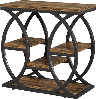 DMG Supply Bijzettafel - 4 Lagen - Industrieel - Bruin en Zwart - MDF en Metaal - 60 x 30 x 60 cm