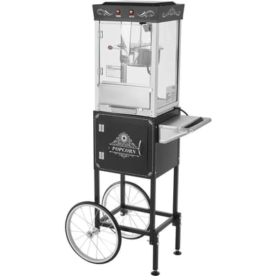 Machine à Popcorn avec Chariot Popcorn Popper Maker 800W 0,2 kg Chaudière Noir
