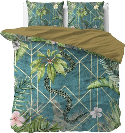 Sleeptime Palm Wood Dekbedovertrek - 240x200/220 + 2 kussenslopen 60x70 - Groen - Lits-Jumeaux