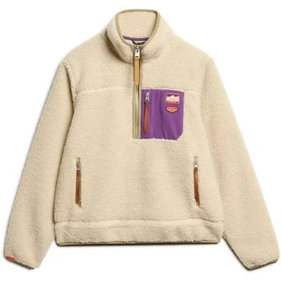 Superdry - Vintage retro fleecetrui met halve rits - Dames - Truien
