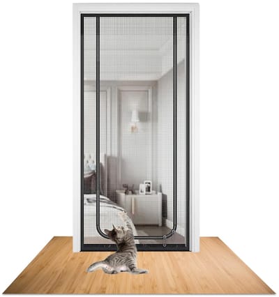 Dailygoods- Kattengaas Deur - Insectenbescherming - Huisdieren Scherm - Ritssluiting - Versterkt Materiaal - Dierenbescherming 90x200cm - Insectenhor