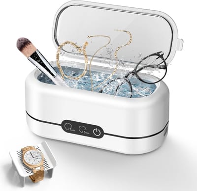 Ultrasone Reiniger voor Sieraden - 48 kHz Ultrasone Reinigingsmachine voor Sieraden, Bril, Ringen, Kettingen, Horlogebandje, Make-upkwast, Twee Reinigingsmodi, Wit