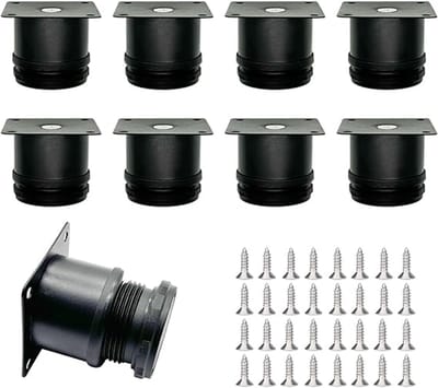 Famanu - Meubelpoten, verstelbaar, zwart, meubelpoten van roestvrij staal, kastpoten, ronde poten, hoogte 5 cm, Ø 5 cm, instelbare hoogte 0-15 mm, voor kastpoten, bankpoten, meubelpoten