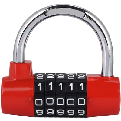 Cadenas à code à 5 chiffres en U pour valise, porte, combinaison, rouge gray