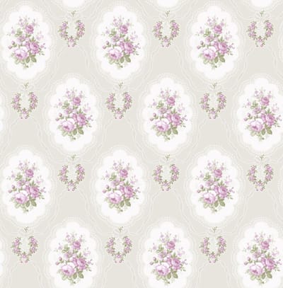 Engelse bloemen behang violet creme fd23230