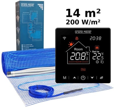 Elektrische vloerverwarmingsset 14 m², 200 W/m² + SN-20 Wi-Fi programmeerbare thermostaat