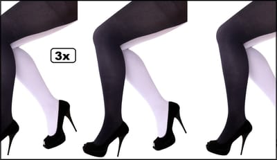 3x Panty Black and white one size- Panty Black and white one size- Carnaval themafeest festival feest zwart en wit black and white Dalmatier