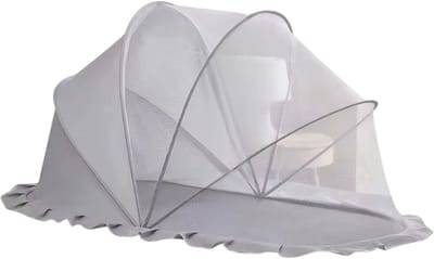 Opvouwbaar Babybedje met Klamboe – Pop-Up Reis Babybed Tent met Insectennet, Zonnescherm en UV-Bescherming, Draagbaar Baby Campingbed zonder Installatie - Grijs tint