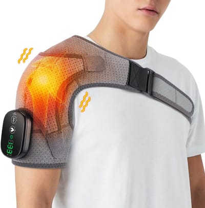 Elektrische dekens - Thermische schouderkussen - Draadloze verwarmende schouder massagemat - Verwarmde schouderbanden - Linker- en rechterschoudermassager - Schouder verwarmingskussen - Met 3 temperatuurstanden - Grijs