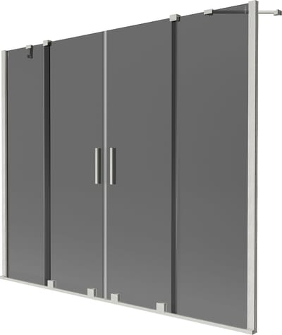 Mexen Velar Duo badwand scherm 2-delig schuifbaar 170 x 150 , grafiet, geborsteld nikkel - 896-170-000-42-97