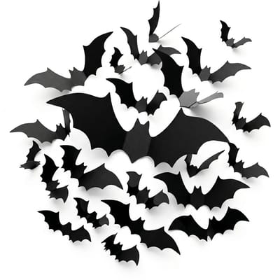 Zwart vleermuis muurstickers set 72 stuks Halloween wand sticker verschillende formaten raam en muur decoratie feest muurstickers
