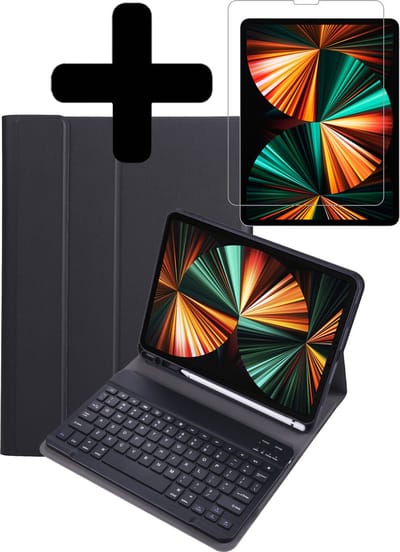 Hoesje - Geschikt voor Apple iPad Pro (2018) - 11 inch - Met Screenprotector - Toetsenbord Case - Keyboard Book Cover - Hoes - Zwart