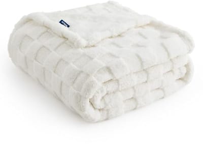 Knuffeldeken 150 x 200 cm - Pluizige en warme fleecedeken met schaakbordpatroon voor bank en bed