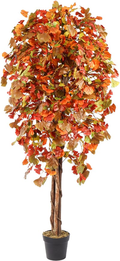 Kunst Ginkgoboom Herfstkleur – 180 cm – Volle Boom – Warme Oranje Tinten – In Pot