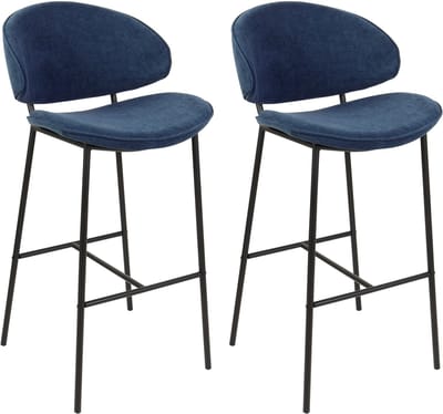 KIANA - Barkruk set van 2 - Marineblauw - Polyester