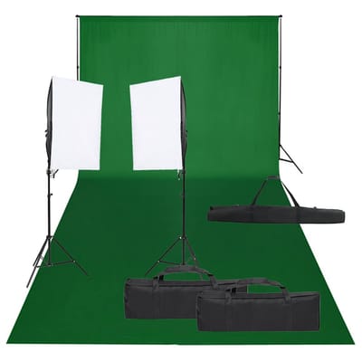 vidaXL - Fotostudioset - met - verlichtingsset - en - achtergrond