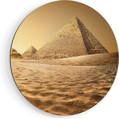 Artaza Dibond Muurcirkel Egyptische Piramides - Egypte - Ø 50 cm - Klein - Wandcirkel - Rond Schilderij - Voor Binnen en Buiten