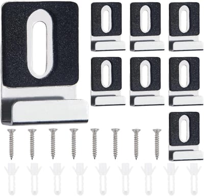 8-delige RVS Spiegelhouder Clips voor Wandspiegels, Frameloze Spiegels, Robuuste Bevestiging met Schroeven en Rubber Pads voor Zware Spiegels en Tegels