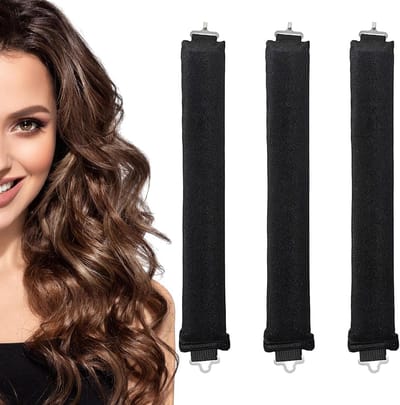 3 Stuks Warmteloze Krulspelden voor Lang en Medium Haar - Grote Golven en Flexibele Staven met Haak
