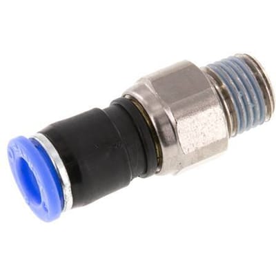 8mm & R1/4'' Draaidoorvoer Insteek Buitendraad Vernikkeld Messing/PBT NBR