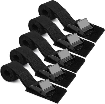 Pack van 5 Kleine Fietsendrager Riemen - 25 mm x 50 cm Snap Riemen - Vastzetbanden met Klemgesp - Vastzetriem voor Motorfiets - Fietsendrager - Motorfiets - Bagage - Auto Riemen