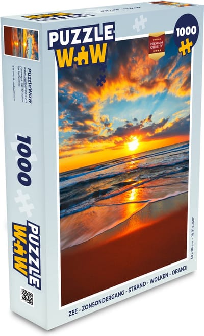 Puzzel Zee - Zonsondergang - Strand - Wolken - Oranje - Legpuzzel - Puzzel 1000 stukjes volwassenen