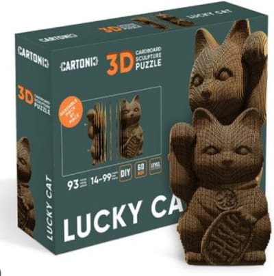 CARTONIC Lucky Cat 3D puzzel - DIY voor kinderen en volwassenen - Gerecycled karton