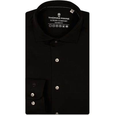 Thomas Maine Overhemd Roma Modern Kent Luxury Comfort Soft Liquid Cotton Zwart / male