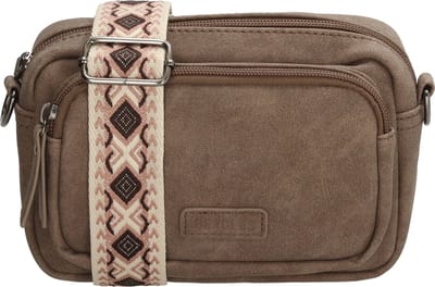 Beagles Malaga Crossbody Schoudertas met Trendy Schouderband - Handig Formaat - Ritsvakken - Donkertaupe