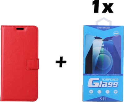 Samsung Galaxy S10 Lite 2020 Telefoonhoesje - Bookcase - Ruimte voor 3 pasjes - Kunstleer - met 1x Tempered Screenprotector - SAFRANT1 - Rood
