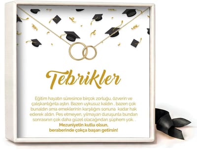 Pera Jewelry - 925 sterling zilveren Twee Ringen ketting - Çift Halka Kolye – Tebrikler - Collier - Ketting Dames - Ketting met Hanger