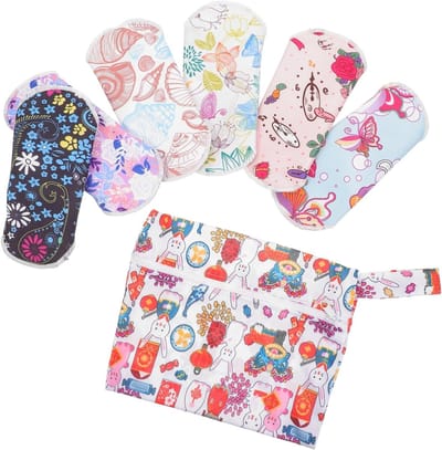Wasbare Maandverband Set - Herbruikbare Pads - Comfortabele Menstruatie - Met Opbergzakje - 16.5 cm - Willekeurige Kleuren
