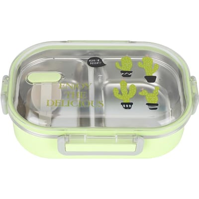 Boîte à Bento Portable en Acier Inoxydable 304 650ML Contenant Alimentaire Étanche pour Étudiants EnfantsVert vert