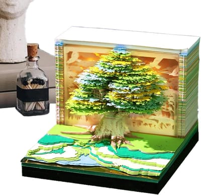 3D Kalender - Afscheurkalender Papier - Dagelijkse Planning - Boomhuis Ontwerp - 9 x 9 x 7 cm - Natuurthema