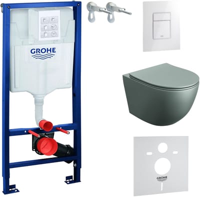 GROHE Solido Inbouwreservoir - LAVITA SINTO GREY Mat Grijs Wandcloset - Witte EVEN Drukplaat - Soft-close