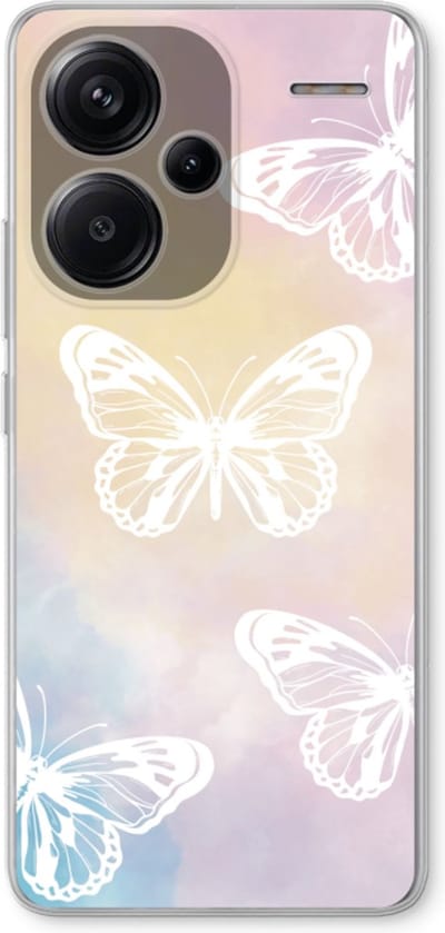 Case Company® - Hoesje geschikt voor Xiaomi Redmi Note 13 Pro plus hoesje - White butterfly - Soft Cover Telefoonhoesje - Bescherming aan alle Kanten en Schermrand